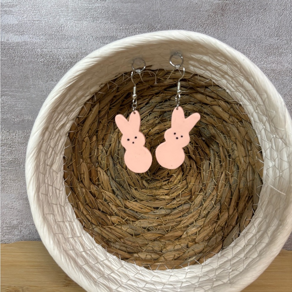 Pink Peep shaped Bunny Earrings